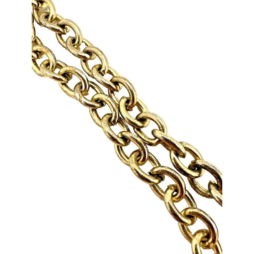 Geometric Link Bib Necklace Textured Gold Tone Modernist Statement 16